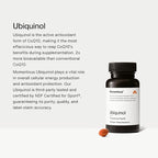 Momentous Ubiquinol - 42 g Plant-Based CoQ10 Softgel Supplement for Foundational Health Support - NSF Certified for Sport - GMO- & Gluten-Free - 30 Servings