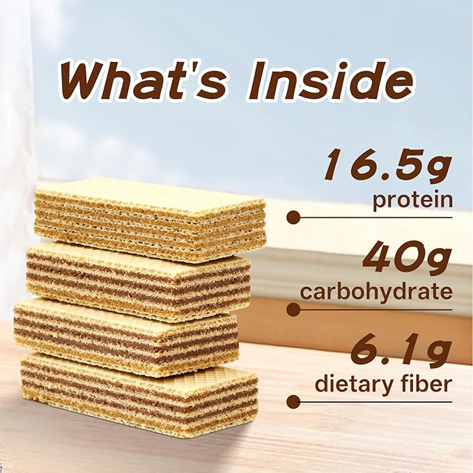 Whey Protein Wafer Bar, Crispy Protein Snack, 12g Protein per Serving, Low Sugar, Soy Milk Flavor, Individually Wrapped, 258g (14 Bars)