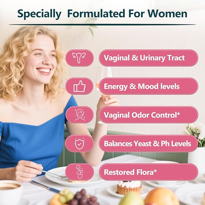 KTT Vaginal Probiotics Made in The USA, pH Balance for Women, 5 Billion CFUs Womens Probiotic Vaginal Health Odor Control, Hormone Support, 60 Caps
