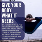 Magnesium Glycinate 500mg/250mg for Adults Teens - Plus D3,B6 & Zinc - Magnesium Glycinate Gummies,High Absorption - Support for Relaxation,Brain,Bone & Immunity Health - Sugar Free - 120Cts