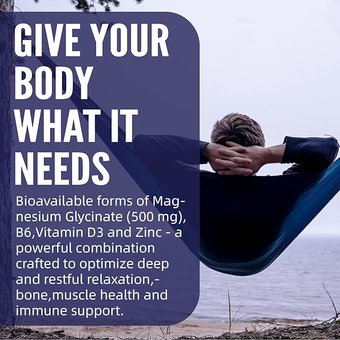 Magnesium Glycinate 500mg/250mg for Adults Teens - Plus D3,B6 & Zinc - Magnesium Glycinate Gummies,High Absorption - Support for Relaxation,Brain,Bone & Immunity Health - Sugar Free - 120Cts
