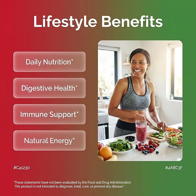 Clean Nutraceuticals Fruits and Veggies Supplement Reds & Green Superfood - Balance of Over 70 Fruit & Vegetable Supplements Capsules with Probiotics Prebiotics Digestive Enzymes - 120 Ct USA