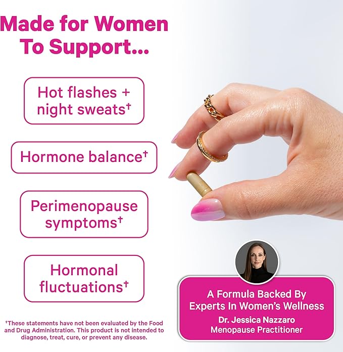 Pink Stork Black Cohosh Supplements for Women - 540 mg Pure Black Cohosh for Perimenopause, Menopause Support- 30 Capsules