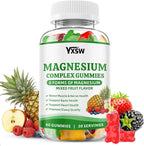 Magnesium Complex Gummies 8 Elemental 1000mg - Magnesium Glycinate, Citrate, Malate, Taurate, Supports Bones, Muscle, Nerve Health, for Women & Men, Vegan Non-GMO, Mixed Flavors, 60 Count
