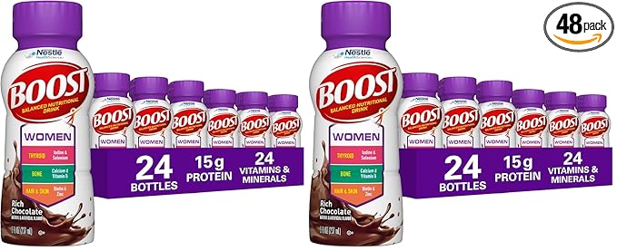 BOOST Women Balanced Nutritional Drink,Rich Chocolate,8 fl oz,(Pack of 48)