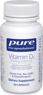 Pure Encapsulations Vitamin D3 25 mcg (1,000 IU) - Supplement to Support Bone, Joint, Breast, Heart, Colon & Immune Health* - with Premium Vitamin D - 60 Capsules