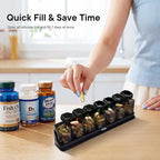 Large Weekly Pill Organizer 1 Time a Day, BPA-Free Pill Dispenser, 7 Day Pill Box with Silicone Lids & Coded Compartments, Spill Proof Travel Case for Vitamins, Seniors & Daily Medication, Black