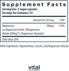 Vital Nutrients Triple Magnesium Complex Supplement | Vegan Magnesium Glycinate, Malate & Oxide 250mg | Easily Absorbed Magnesium Supplement for Stress, Muscle, Heart, Bone Support | 90 Capsules