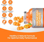 Magnesium Glycinate Gummies 1000mg, Sugar Free Magnesium Potassium Supplements Chewable for Adults with L-Threonate for Sleep, Body Support and Relaxation,90 Orange Gummies