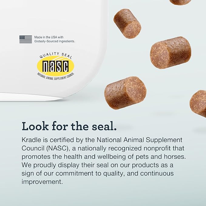 Kradle Calming Chews for Dogs - Anxiety and Stress Support - L-Theanine Ashwagandha GABA - Calming Supplement for Relaxation and Stress - Chicken Flavor- 150 Non-Drowsy Chews