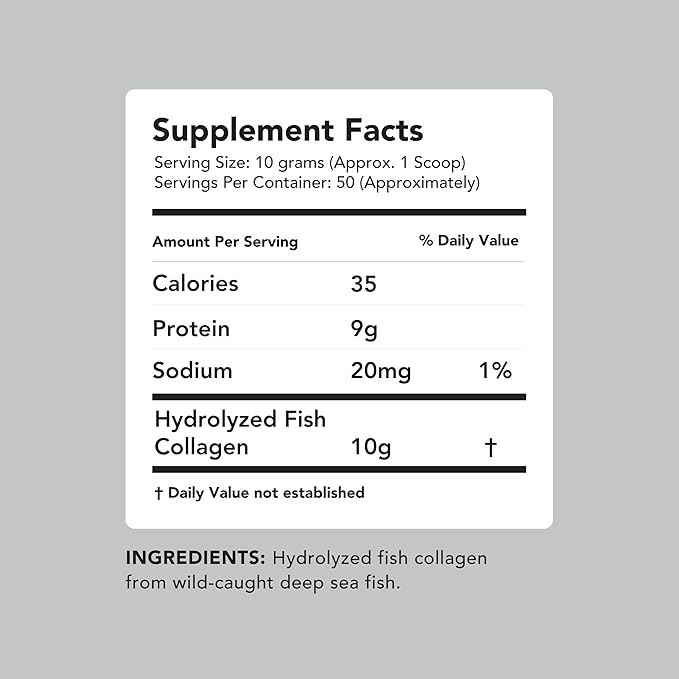 AMANDEAN Marine Collagen Peptides Powder. Double Hydrolyzed for Increased Absorption. Wild-Caught Fish Collagen Supplement. Type 1 & 3 Collagen Protein. 18 Amino Acids for Skin, Hair, Nails.