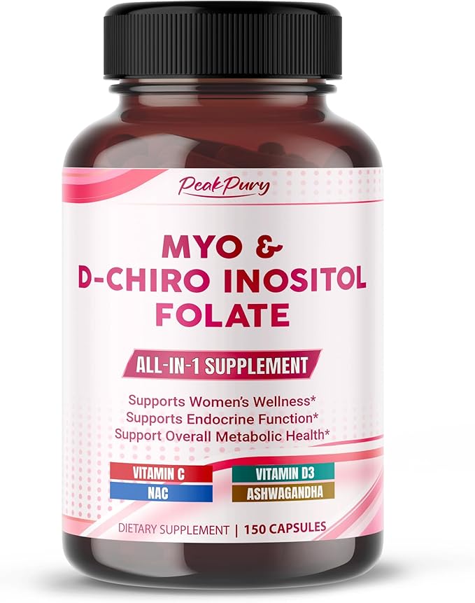 Ultra Myo & D-Chiro Inositol with Folate, Vitamin C & D3 - All-in-1 Supplement for Healthy Cycles, Hormonal Balance & Metabolic Support - 150 Capsules