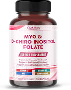 Ultra Myo & D-Chiro Inositol with Folate, Vitamin C & D3 - All-in-1 Supplement for Healthy Cycles, Hormonal Balance & Metabolic Support - 150 Capsules