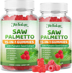 Saw Palmetto Gummies 600mg for Men & Women – Pumpkin Seed Oil Gummies with Saw Palmetto Supplement for Hair Growth & Skin Health, DHT Blocker - Sugar Free, Non-GMO, Raspberry Flavor 60 Count