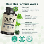 VINATURA Body Deodorizing Supplement for Women - Magic Chlorophyll Pills for Body Odor Eliminator, it Works for Her Internal Deodorant, 30 Capsules