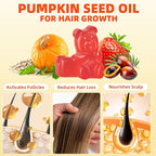 Pumpkin Seed Oil Supplement Gummies with Saw Palmetto for Hair Growth & Skin Health Support, High Pure Extract for Women & Men Extra Strength Pumpkin Seed, Strawberry Flavor, 60 Count