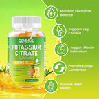 Potassium Citrate Gummies 1200mg, Chewable Potassium Supplement for Adults & Kids - Supports Muscle Health, Leg Cramps & Electrolyte Balance, Sugar-Free, Vegan, Pineapple Flavor, 60 Count