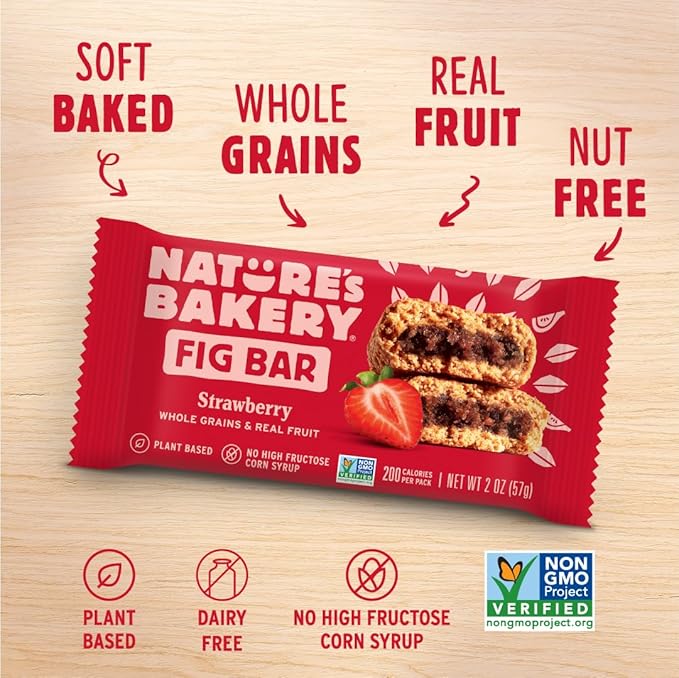 Nature's Bakery Whole Wheat Fig Bars, Real Fruit, Strawberry, 12 Twin packs
