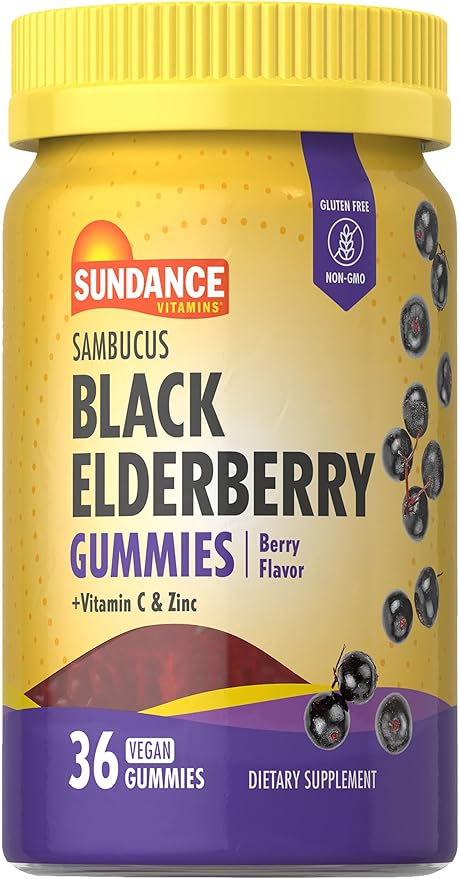 Sundance Elderberry Gummies for Adults | with Zinc & Vitamin C | Berry Flavor | Vegan, Non-GMO, and Gluten Free Supplement