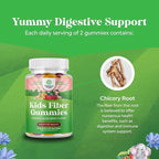 High Prebiotic Fiber Gummies for Kids - Dietary Fiber Supplements for Digestion & Constipation - Chicory Root Kids Immune Gummies - Non-GMO & Vegan Digestive Nutritional Supplements - 60 Count