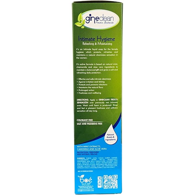BOE Gineclean Feminine Wash 8.8 oz – Natural Intimate Cleanser with Mint, Chamomile & Aloe Vera – pH Balanced, Refreshing & Moisturizing – Paraben-Free, Dye-Free, Salt-Free – Daily Hygiene for Women
