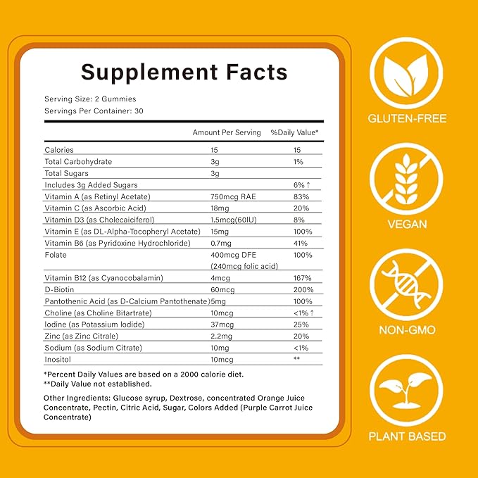 PCOS Gummy for Hormonal Balance, Vitamins for Women Fertility & Ovarian Conception Support, Gummies with Multivitamin, Myo Inositol and Folate, Helps Menstrual Cycle and Ovulation Health