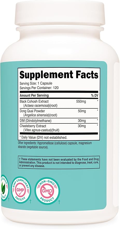 Nutricost Black Cohosh for Women 660mg, 120 Capsules - with Don Quai, DIM, and Chaste Berry, Veggie Caps, Non-GMO, Gluten Free