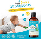 Kiddivit Baby Calcium Liquid Drops with Vitamin D3 & K2 – Gentle Bone & Growth Support Supplement – 24 Daily Servings – Inulin Fortified Prebiotic Fiber – Sugar Free, Gluten Free, Vegetarian, 4oz
