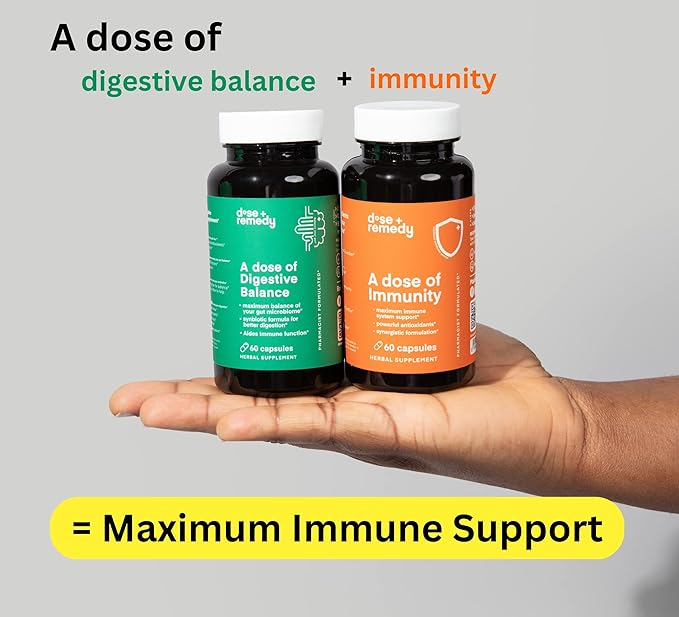 A dose of Digestive Balance-Gut Health Supplement-USDA-Kombucha, 7 Probiotic Strains and Prebiotics for Microbiome-Digestive Enzymes for Digestion-Bloating Relief for Women and Men (60 Count)