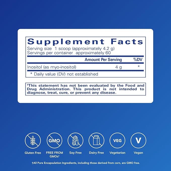 Pure Encapsulations Inositol (Powder) - Supplement to Support Energy, Nervous System & Ovarian Function* - with Myo-Inositol - 8.8 Ounces
