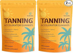 Tanning Gummies with Astaxanthin for Women and Men | Sunless Tanning Supplement with Beta Carotene, Lycopene, Collagen & Vitamins | Skin Radiance & Hydration | Vegan & Sugar Free - 120 Count