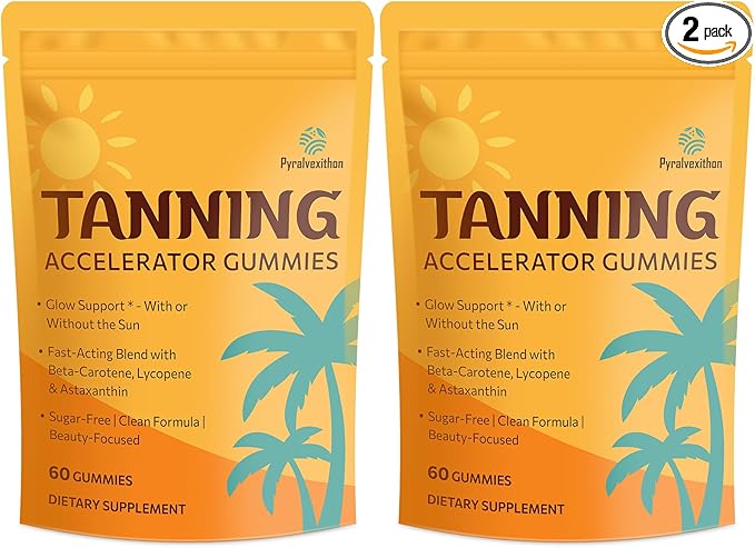 Tanning Gummies with Astaxanthin for Women and Men | Sunless Tanning Supplement with Beta Carotene, Lycopene, Collagen & Vitamins | Skin Radiance & Hydration | Vegan & Sugar Free - 120 Count