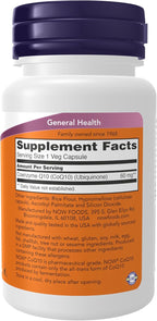 NOW Foods Supplements, CoQ10 60 mg, Pharmaceutical Grade, All-Trans Form of CoQ10 Produced by Fermentation, 60 Veg Capsules