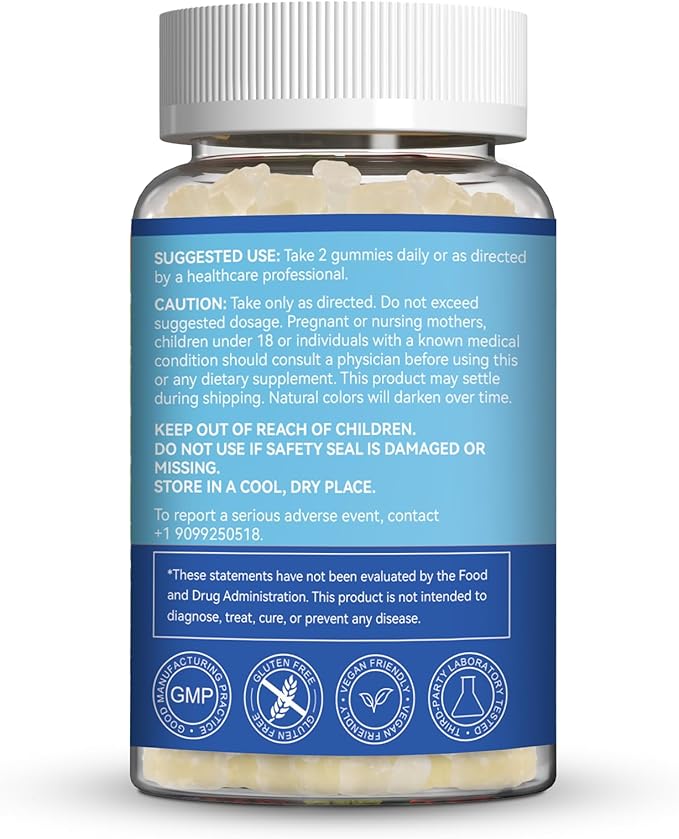 L-Lysine 1000mg Gummies, Chewable Lysine Supplement for Adults, Immune Support, Collagen Formation Support, Vegan, Gluten Free - 60 Counts