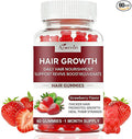 Hair Growth Gummies for Women & Men, Biotin & Silica Hair Vitamins, Daily Hair Nourishment Support for Thicker Looking Hair, Hair Skin and Nails Gummies, Non-GMO, Strawberry Flavor, 60 Gummies