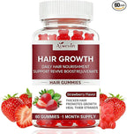 Hair Growth Gummies for Women & Men, Biotin & Silica Hair Vitamins, Daily Hair Nourishment Support for Thicker Looking Hair, Hair Skin and Nails Gummies, Non-GMO, Strawberry Flavor, 60 Gummies