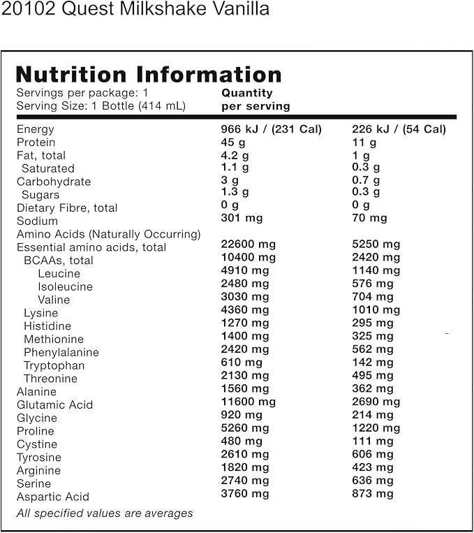 Quest Nutrition Vanilla Protein Shake,45g Protein,2g Sugar,3g Net Carbs,Ready to Drink,Gluten Free,(Pack of 24)