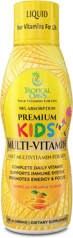 Premium Liquid Multivitamin For Kids | Sugar Free Kids Vitamins | 100% DV of 14 Vitamins for Kids | Multivitamin for Children Ages 4+ | Great Tasting, Non-GMO, Max 98% Absorption Rate- 16 oz, 32 Serv