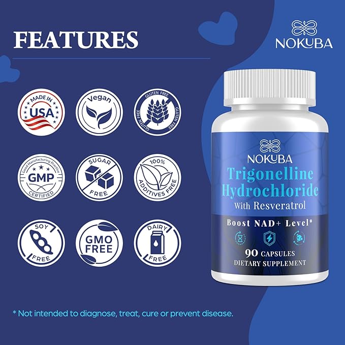 NMNH Strengthen Alternative with Trigonelline HCL 500mg & Resveratrol 100mg | NAD Supplement for Women & Men | Plant Extraction NAD+ Precursors for Energy Boost & Healthy Aging | 180 Capsules