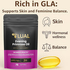 Women's Health Evening Primrose Oil Softgels | Omega-6 Fatty Acid for Women's Health | Lual Evening Primrose Oil Capsules 1000mg 75 Count