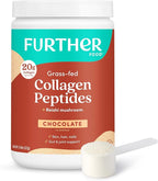 Further Food Chocolate Collagen Peptides Powder with Reishi Mushroom - 100% Grass-Fed, Hydrolyzed Type 1 & 3, 20g of Collagen per Serving, Supports Skin, Hair, Nails & Joints, 11.36 Oz