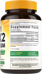 Vitalibre Vitamin D3 K2 + Magnesium Supplement, 10000 IU Vitamin D3 & 100 mcg K2, with Magnesium Glycinate, Bone, Teeth, Immune & Energy Support, High Absorption, Non-GMO, Easy to Swallow, 60 Softgels