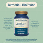 Nature's Wonder Turmeric Supplement with BioPerine - Enhanced Absorption Turmeric Complex 500mg with BioPerine 5mg for Joint Function, Mobility, and Comfort, 90 Vegetarian Turmeric Capsules