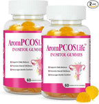 AromPCOSLife Inositol Gummies Support Ovulation, 2 Packs Vitamin Gummies Support Menstrual Cycle & Hormonal Balance for Women, Orange Flavor Inositol Gummy with Myo-Inositol, Folate and Vitamin B6 B12