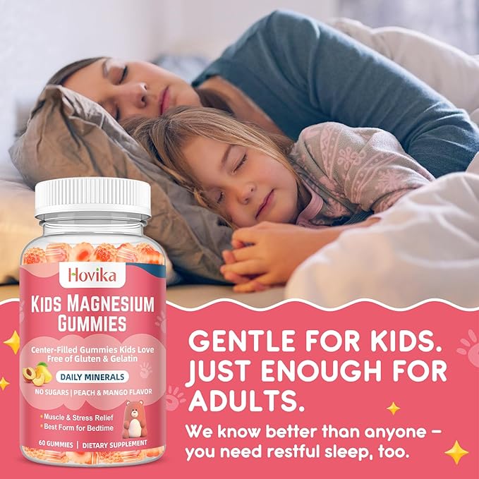 Magnesium Glycinate Gummies for Kids: Calm Magnesium Supplement for Kids & Adults with Zinc Citrate, GABA, Chamomile, Vitamin B6 & C - Sleep, Relaxation & Focus, Juicy Peach & Mango Flavor 120ct