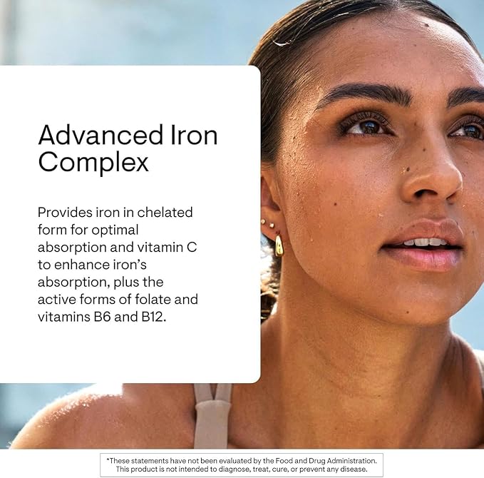 THORNE - Advanced Iron Complex - Complete Blood Support Formula* - Elemental Iron, Folate, B and C Vitamins for Optimal Absorption - Chelated Iron Supplement - Gluten, Dairy & Soy-Free - 60 Capsules