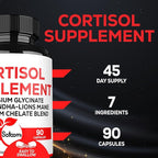 Satoomi 7in1 Cortisol Supplement - Magnesium Glycinate with Ashwagandha, Magnesium Glycinate and Citrate - Mood & Rest Well & Resilience - 90 Capsules for 45 Days
