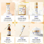 Collagen Skin Care Set - 7PCS Moisturizing Skin Care Set Reduce Wrinkles & Fine Lines, Long-Lasting Oil Control, Firm Skin - With Cleanser, Toner, Serum, Eye Cream, Face Cream & Facial Masks
