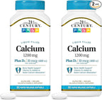 21st Century Calcium Plus D3 Liquid Filled Softgel, 1200 mg, 90 Count (Pack of 2)
