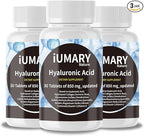 Hyaluronic Acid Supplements, 850mg High Bioavailable Dietary Hyaluronic Acid - Advanced Joint Support with Hydrolyzed Collagen, Turmeric, Glu-cosamine, MSM, Vitamin C – 30 Tablets（Pack of 3）